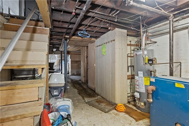 basement with gas water heater