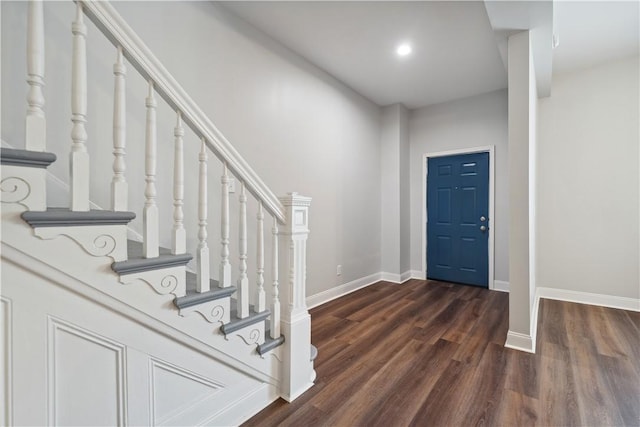 entrance foyer with dark wood-type flooring