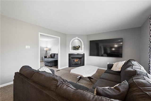 living room with carpet