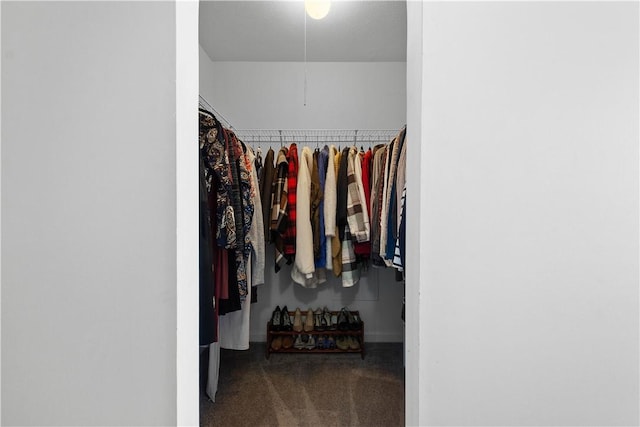 walk in closet featuring carpet