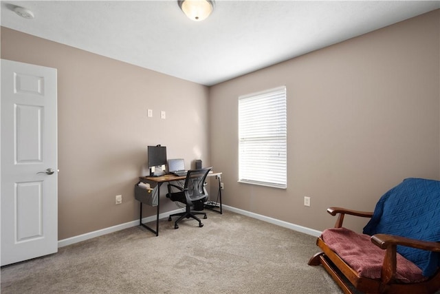 office area with light carpet