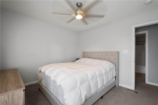 bedroom with carpet and ceiling fan