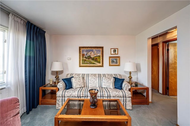 living room featuring carpet floors