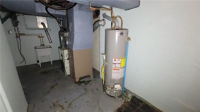 utilities featuring gas water heater and heating unit