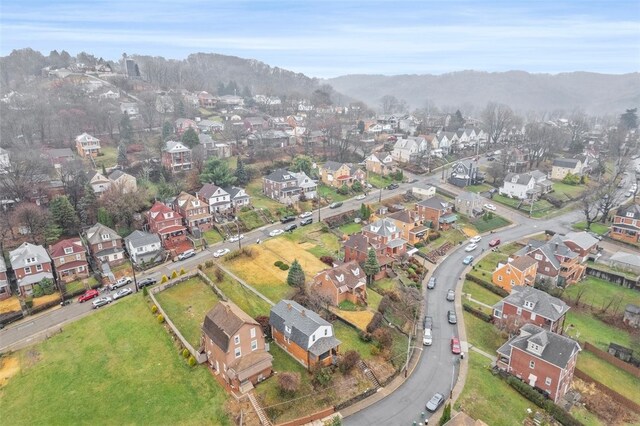 aerial view with a mountain view