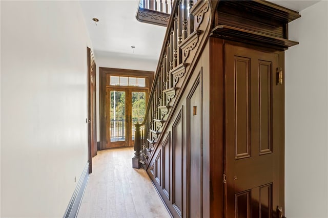 corridor featuring light wood-type flooring