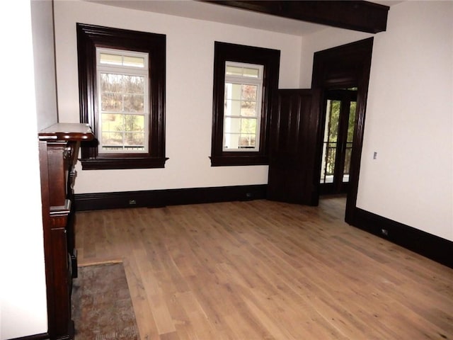 spare room featuring light wood-type flooring and a healthy amount of sunlight