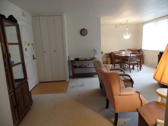 view of carpeted dining room