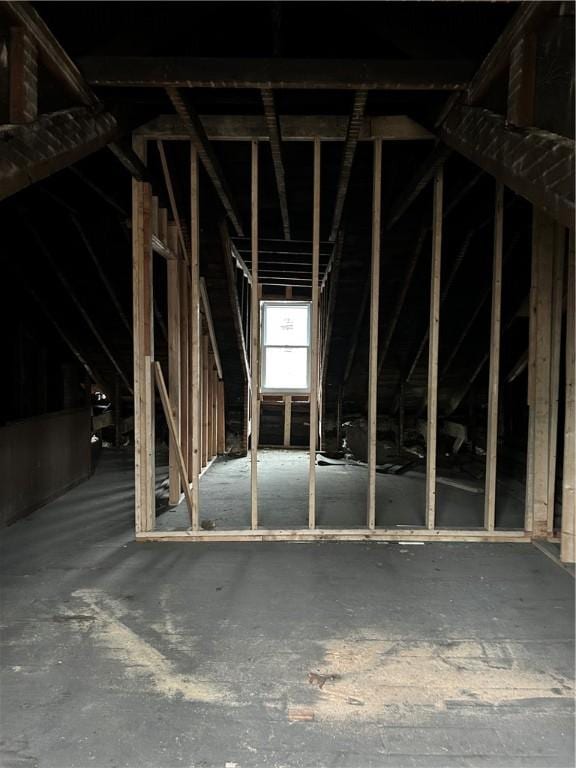 view of unfinished attic