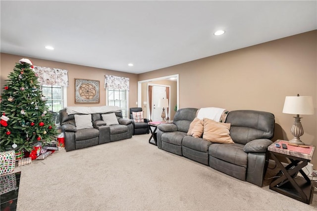 living room featuring carpet flooring