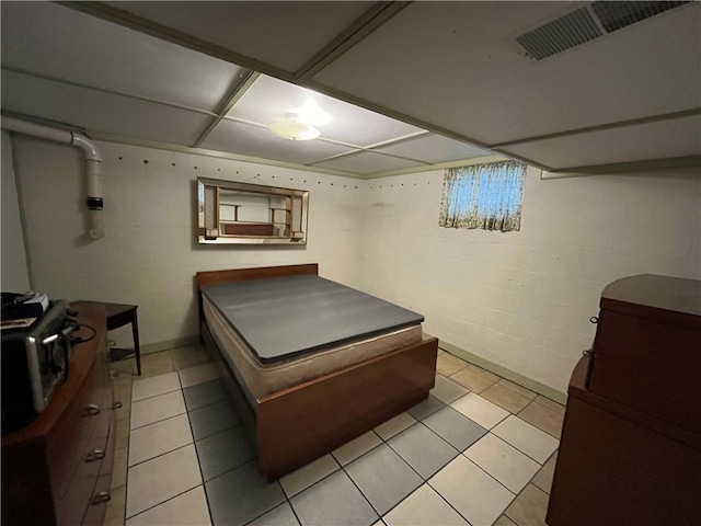 recreation room featuring light tile patterned floors