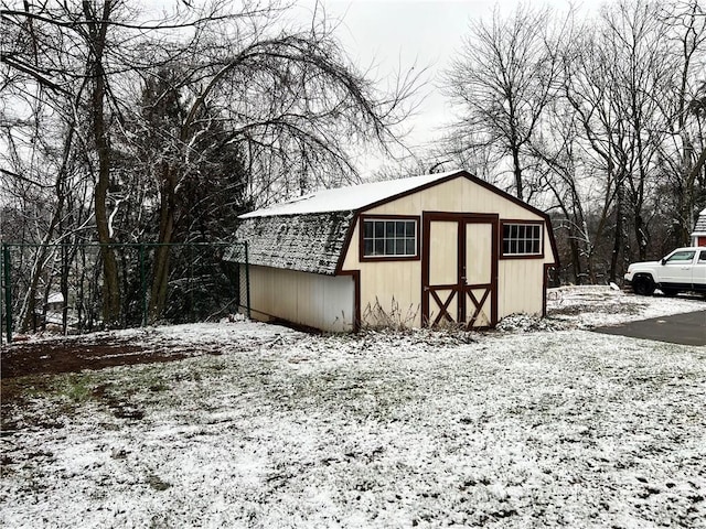 view of snow covered structure