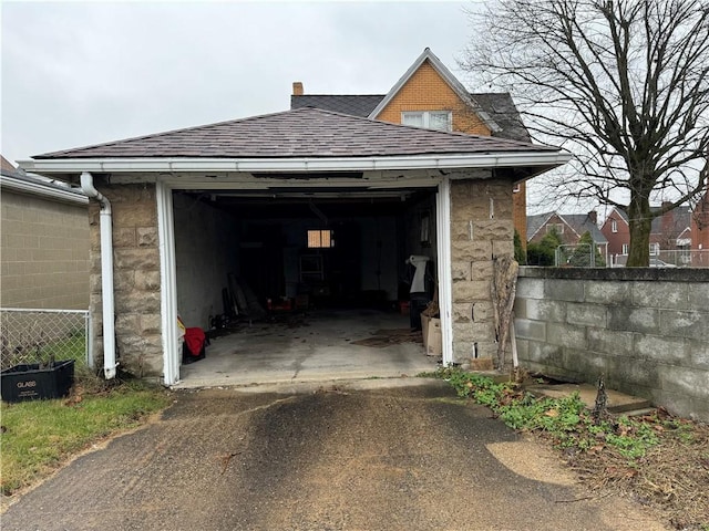 view of garage