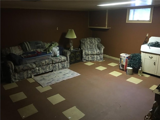 basement with carpet