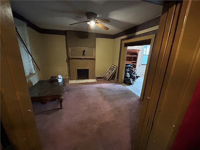 living room with ceiling fan