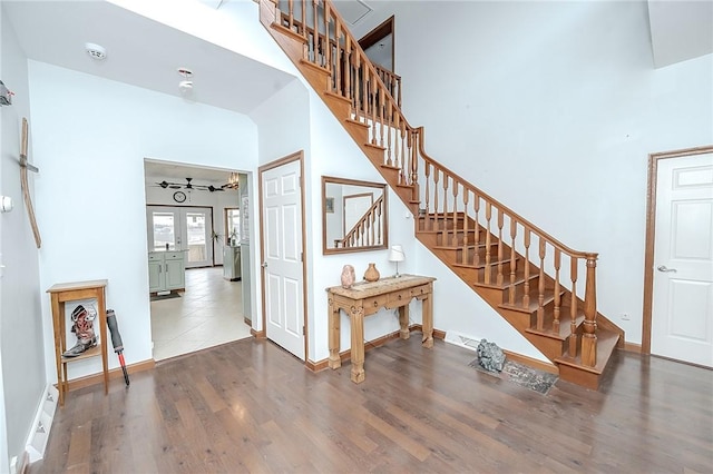 585 State Route 2007, Cowanshanock Twp, PA 16201 - stairs featuring wood finished floors and a high ceiling