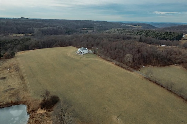 birds eye view of property with a rural view and a water view