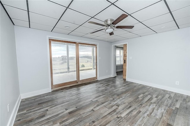 585 State Route 2007, Cowanshanock Twp, PA 16201 - unfurnished room with ceiling fan, wood finished floors, and a paneled ceiling