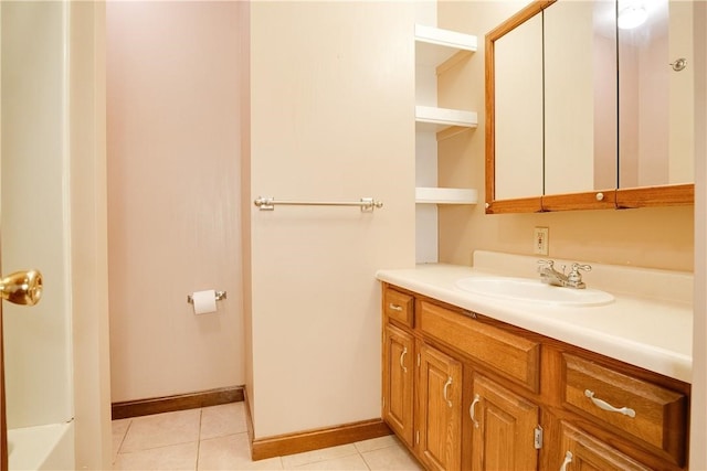 bathroom featuring vanity and tile patterned floors