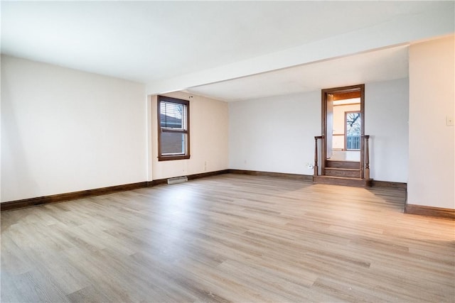 empty room with light wood-type flooring