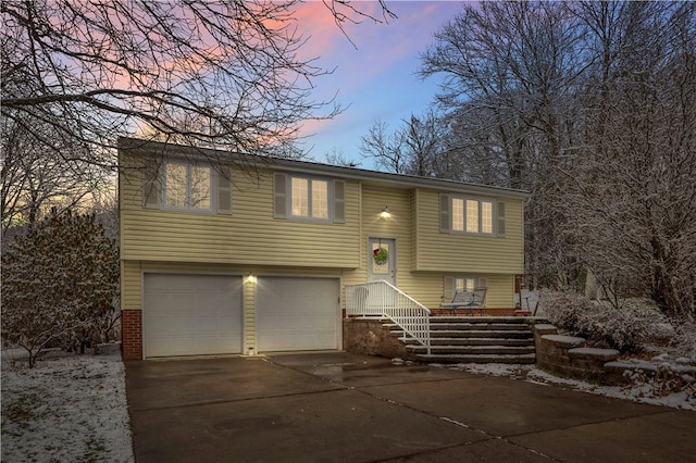 raised ranch with a garage