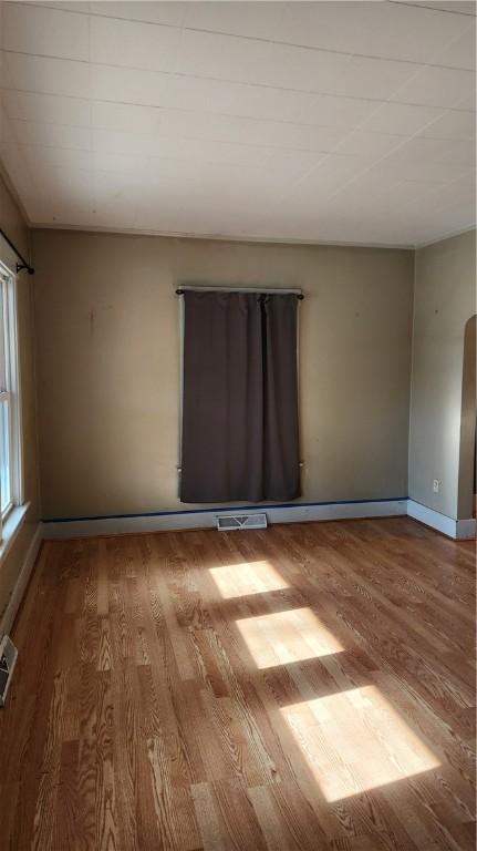 empty room with light wood-type flooring