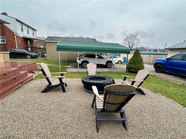 view of yard with a carport