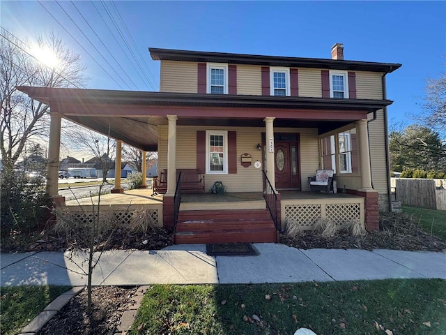 view of front facade featuring covered porch