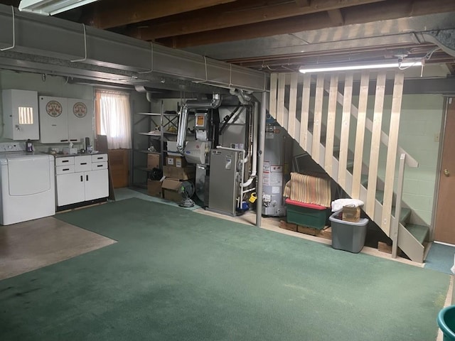 basement featuring gas water heater