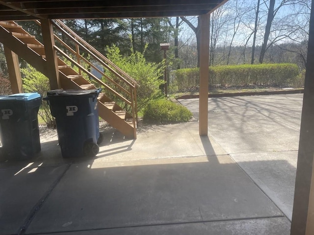 view of patio / terrace with stairway