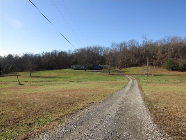 view of road with a rural view