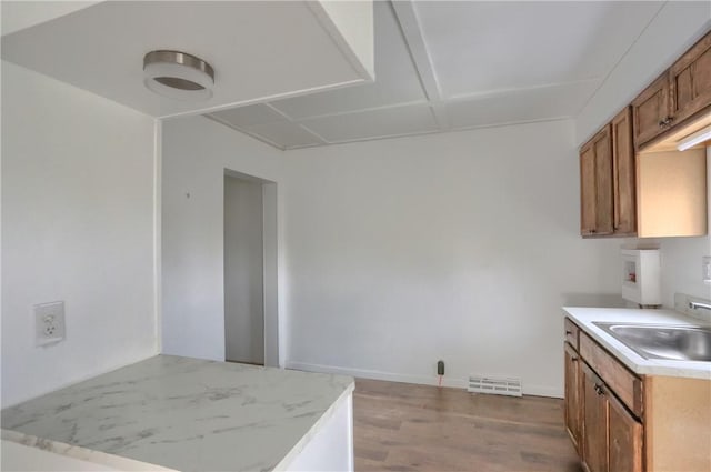 kitchen with light hardwood / wood-style floors and sink