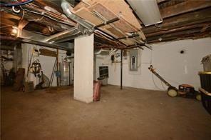 basement featuring electric panel