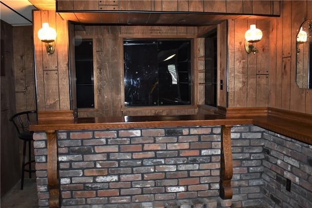 interior details featuring wood walls