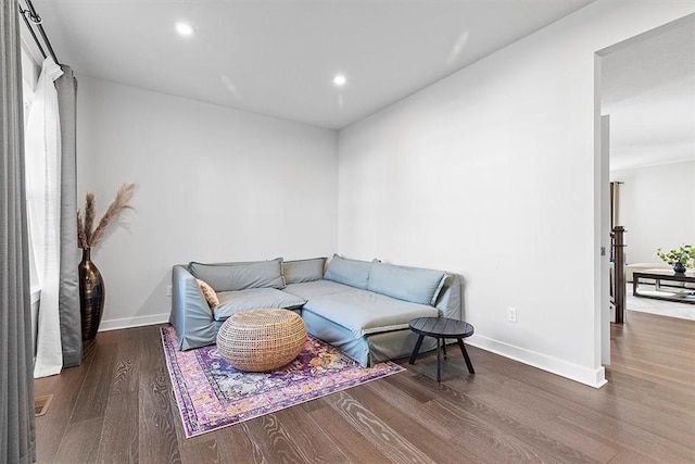 living room featuring dark hardwood / wood-style flooring