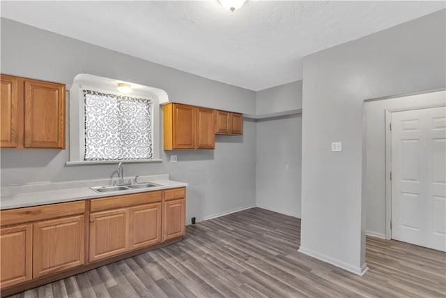 kitchen featuring light hardwood / wood-style flooring and sink