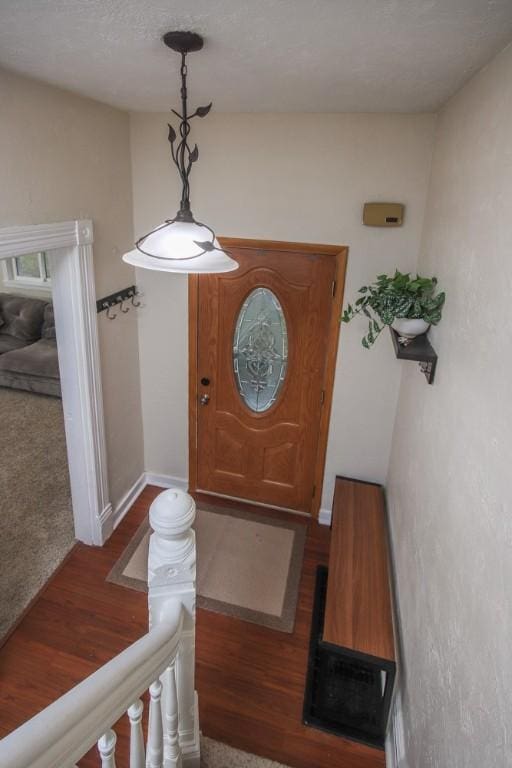 interior space with dark hardwood / wood-style floors