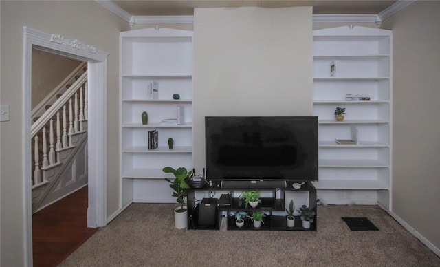 living room featuring ornamental molding