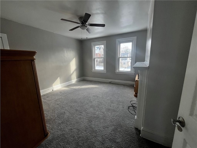 interior space featuring ceiling fan