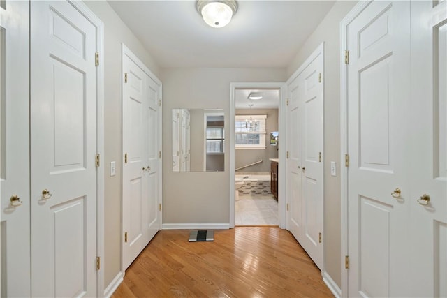 hallway featuring light wood-type flooring