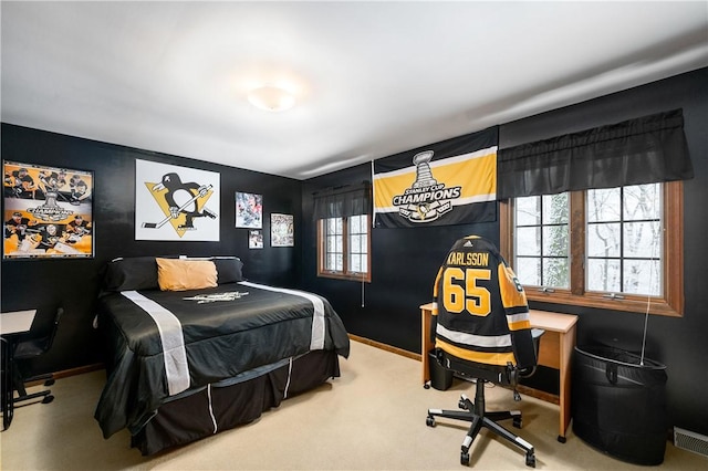 bedroom featuring carpet flooring