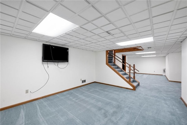 basement with carpet floors