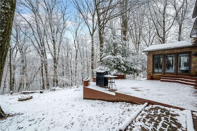 view of yard covered in snow