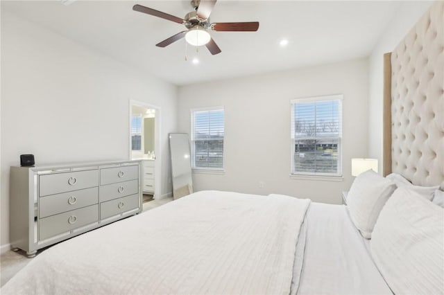 bedroom featuring ceiling fan