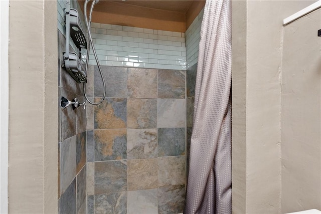 room details featuring a shower with curtain