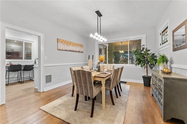 dining room with light hardwood / wood-style floors