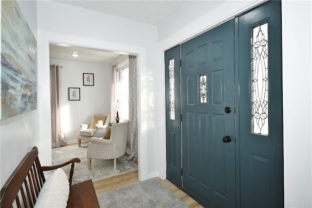 foyer entrance featuring light hardwood / wood-style floors