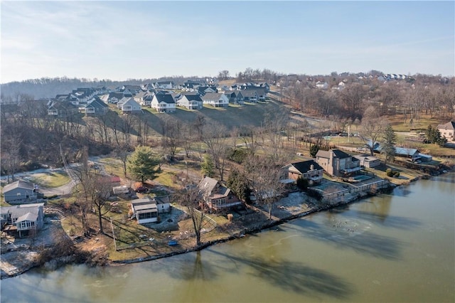 bird's eye view featuring a water view