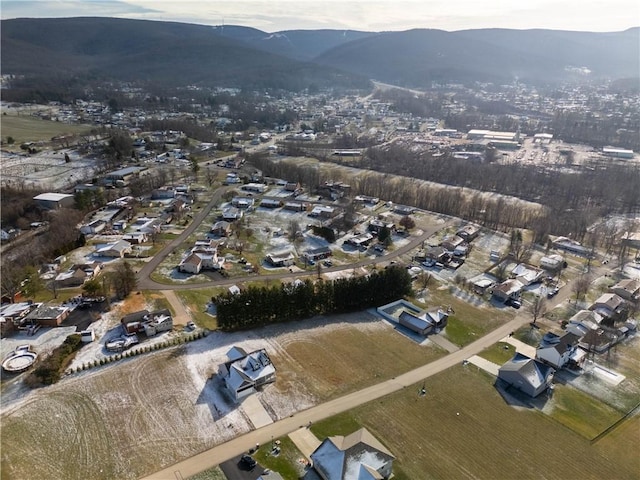 aerial view with a mountain view