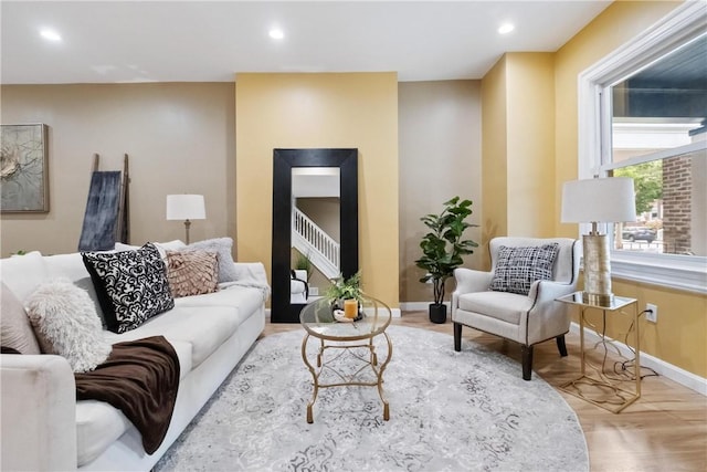 living room featuring light hardwood / wood-style floors